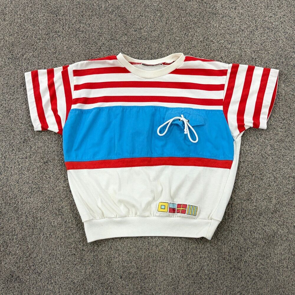 RARE Vtg Gitano Limited Collection Top T Shirt Red White Blue Nautical 80s Sz M